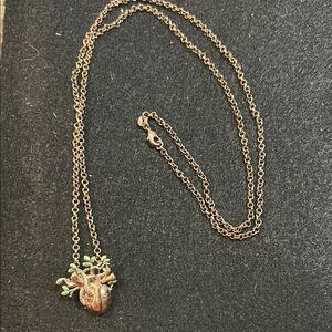 Copper and Green Heart Pendant Necklace